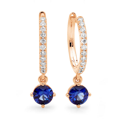 Sapphire Brilliant Drop Diamond Hoop Earrings