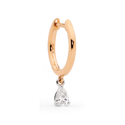 Pear Drop Diamond Pendent Hoop Earrings