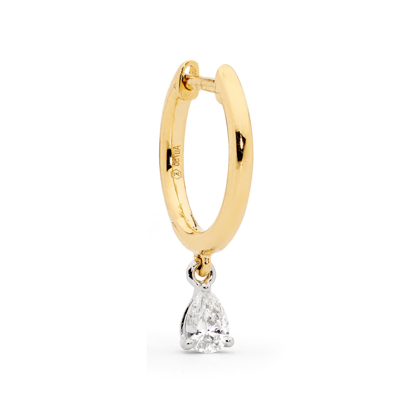 Pear Drop Diamond Pendent Hoop Earrings