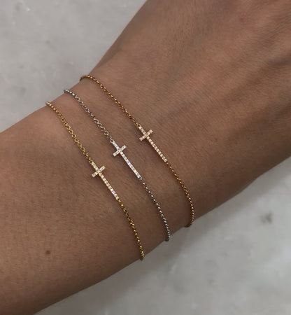 Fine Cross Diamond Bracelet