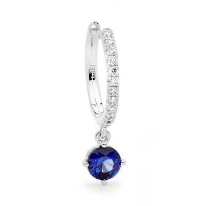 Sapphire Brilliant Drop Diamond Hoop Earrings