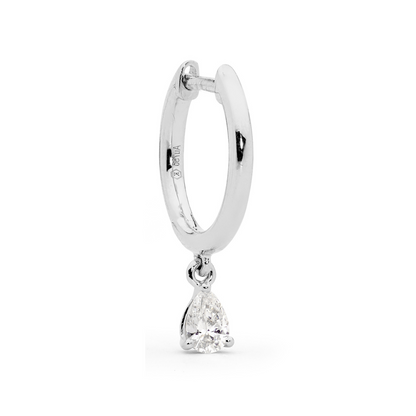 Pear Drop Diamond Pendent Hoop Earrings