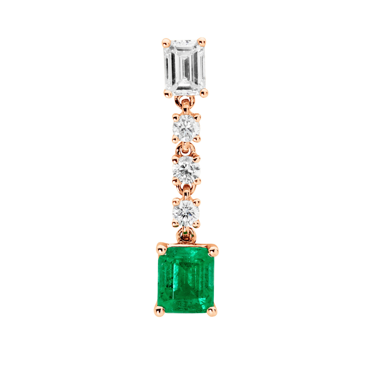 Emerald & Diamond Baguette, Brilliant Drop Earrings