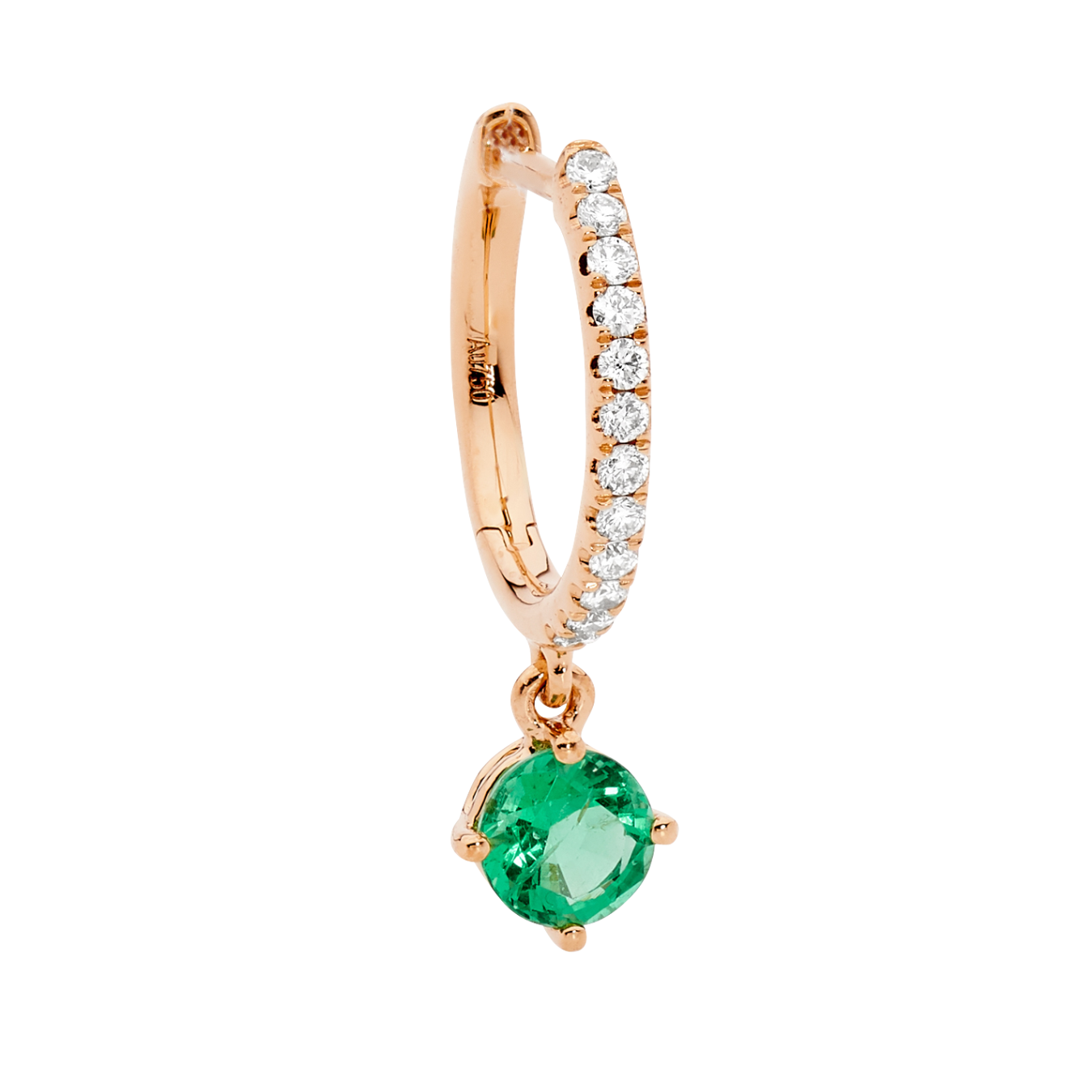 Emerald Brilliant Drop Diamond Hoop Earrings