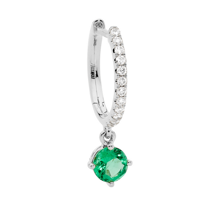 Emerald Brilliant Drop Diamond Hoop Earrings