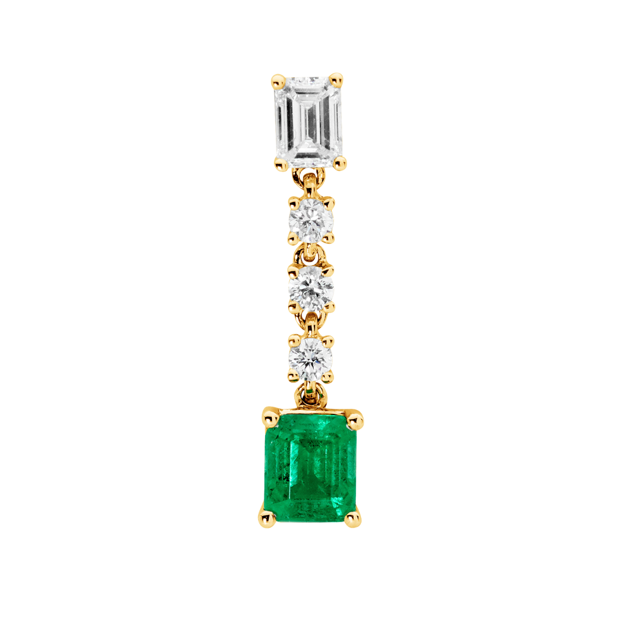 Emerald & Diamond Baguette, Brilliant Drop Earrings