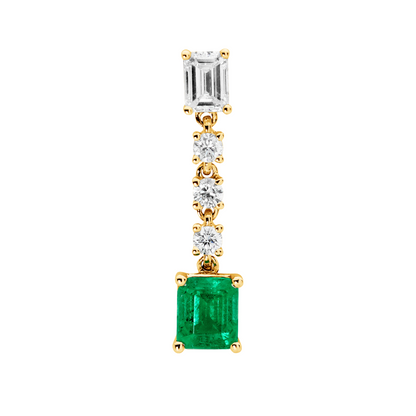 Emerald & Diamond Baguette, Brilliant Drop Earrings