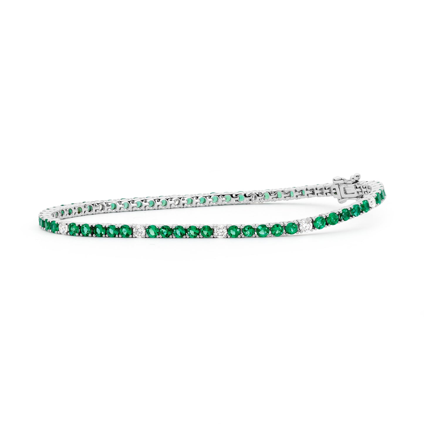 Classic Emerald & Diamond Dot Tennis Bracelet