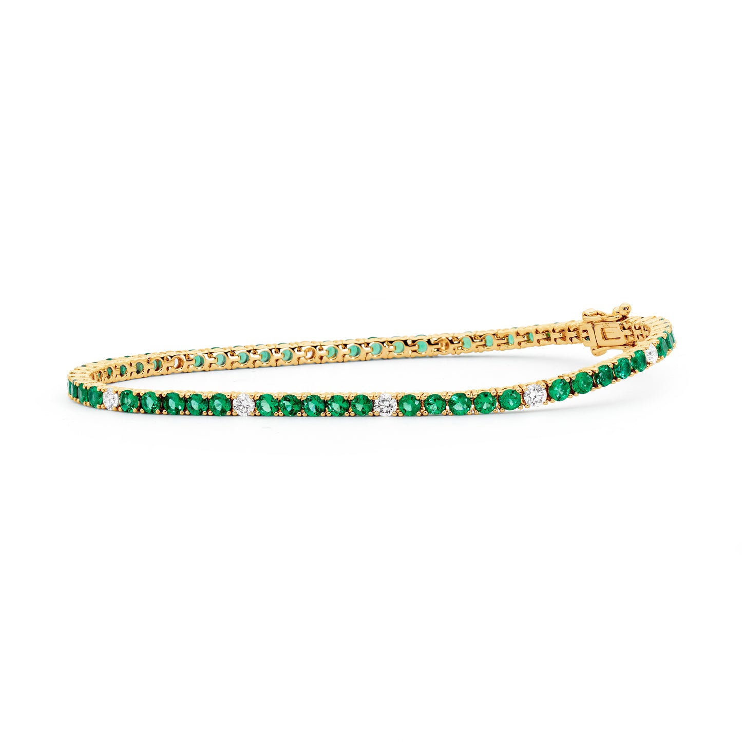 Classic Emerald & Diamond Dot Tennis Bracelet