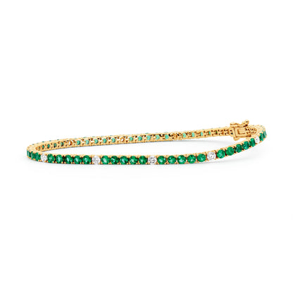 Classic Emerald & Diamond Dot Tennis Bracelet