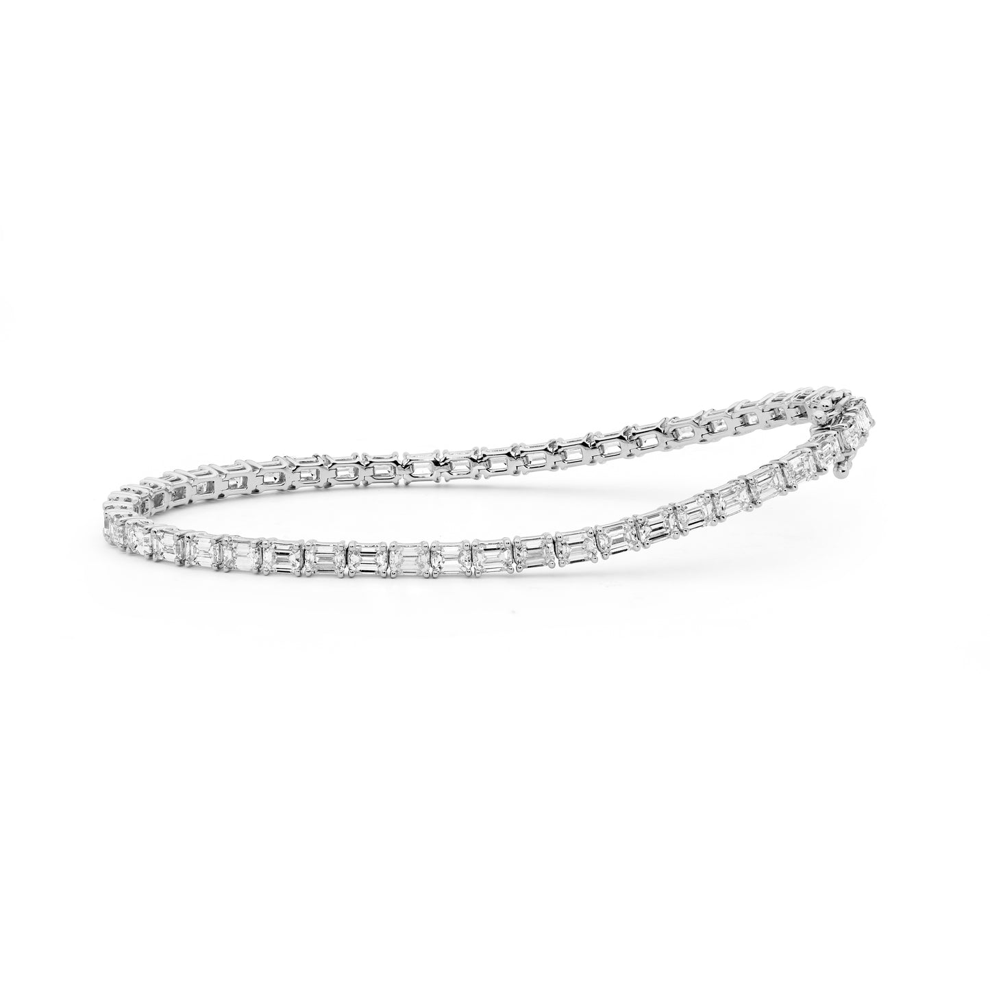 Emerald Cut Claw Set Diamond Tennis Bracelet