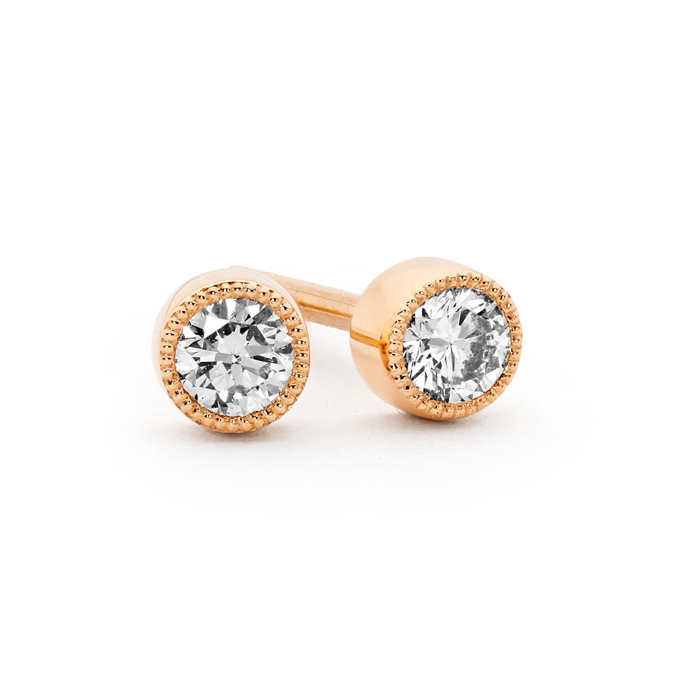 Bezel Set Diamond Stud Earrings