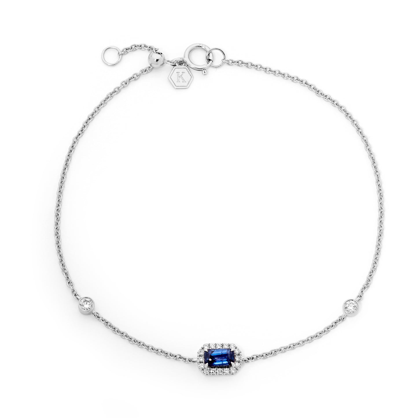 Sapphire & Diamond Halo Fine Gold Chain Bracelet