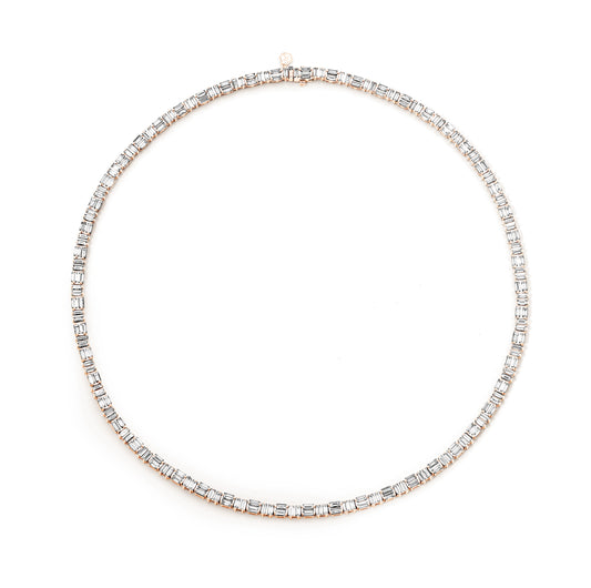 Puzzle Set Baguette Diamond Tennis Necklace