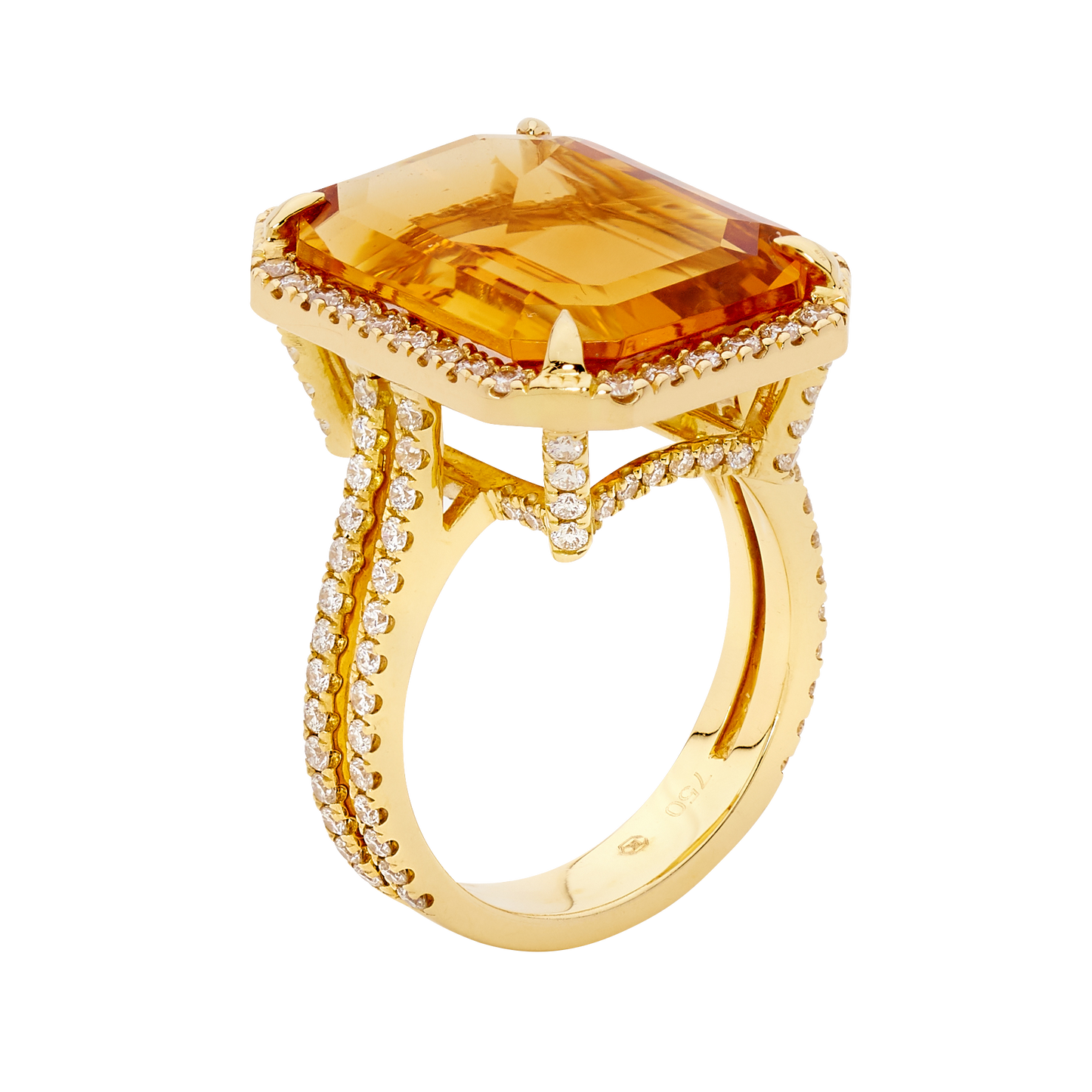 Honey Citrine & Diamond Ring