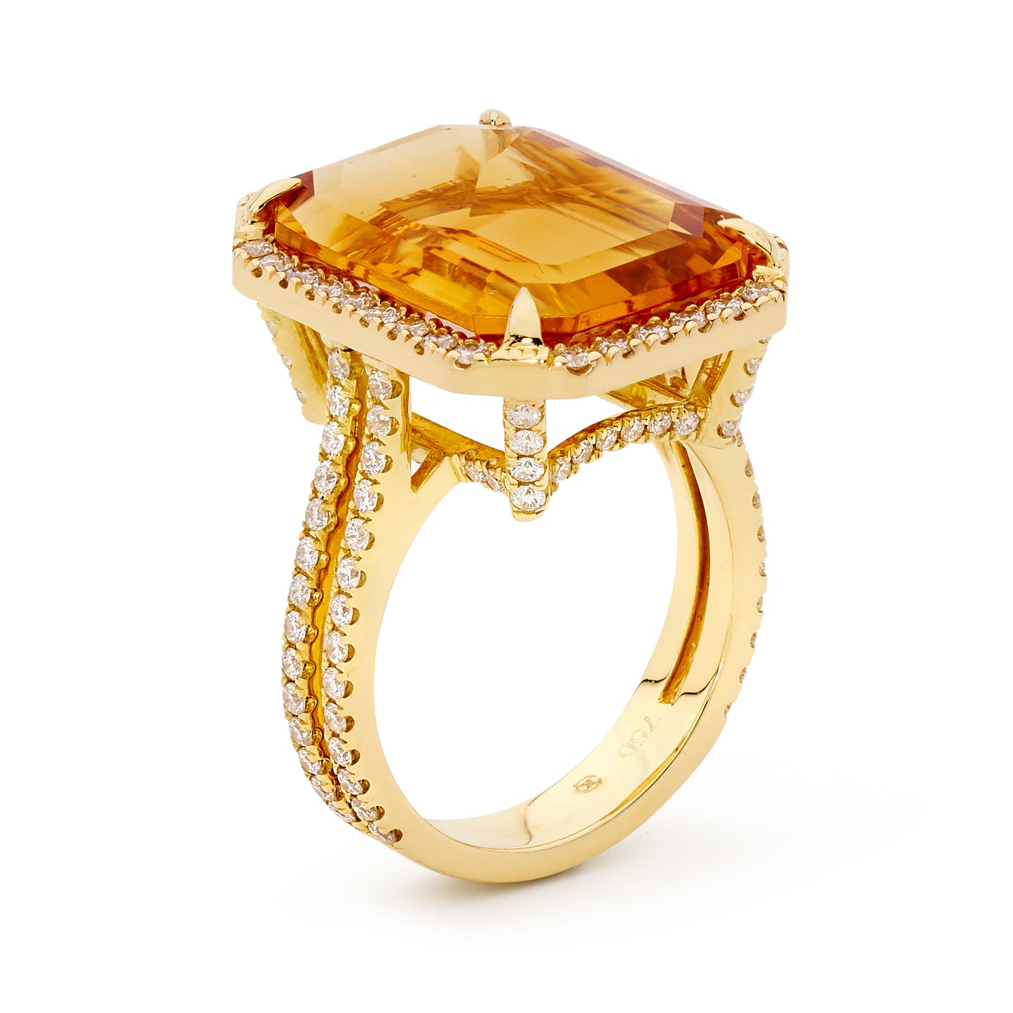 Honey Citrine & Diamond Ring