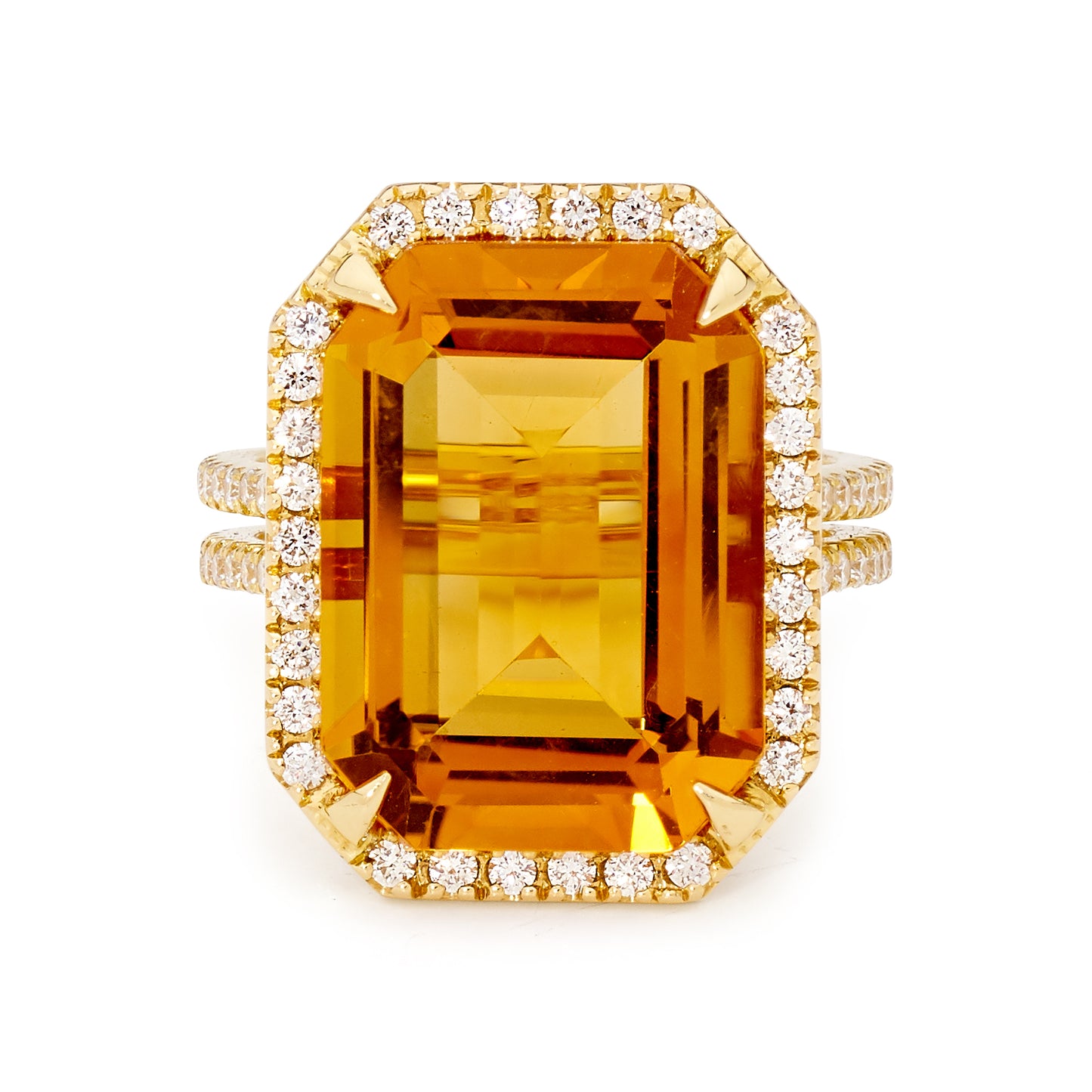 Honey Citrine & Diamond Ring