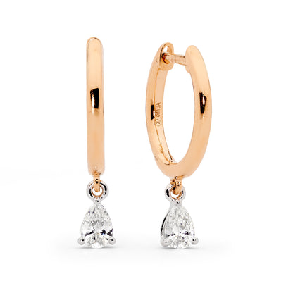 Pear Drop Diamond Pendent Hoop Earrings