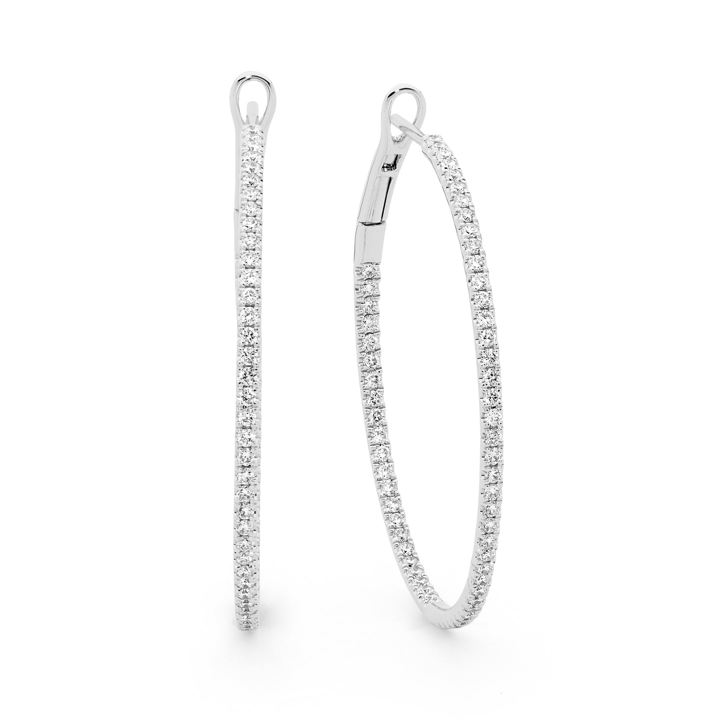 Brilliant Bead Set Diamond Hoops