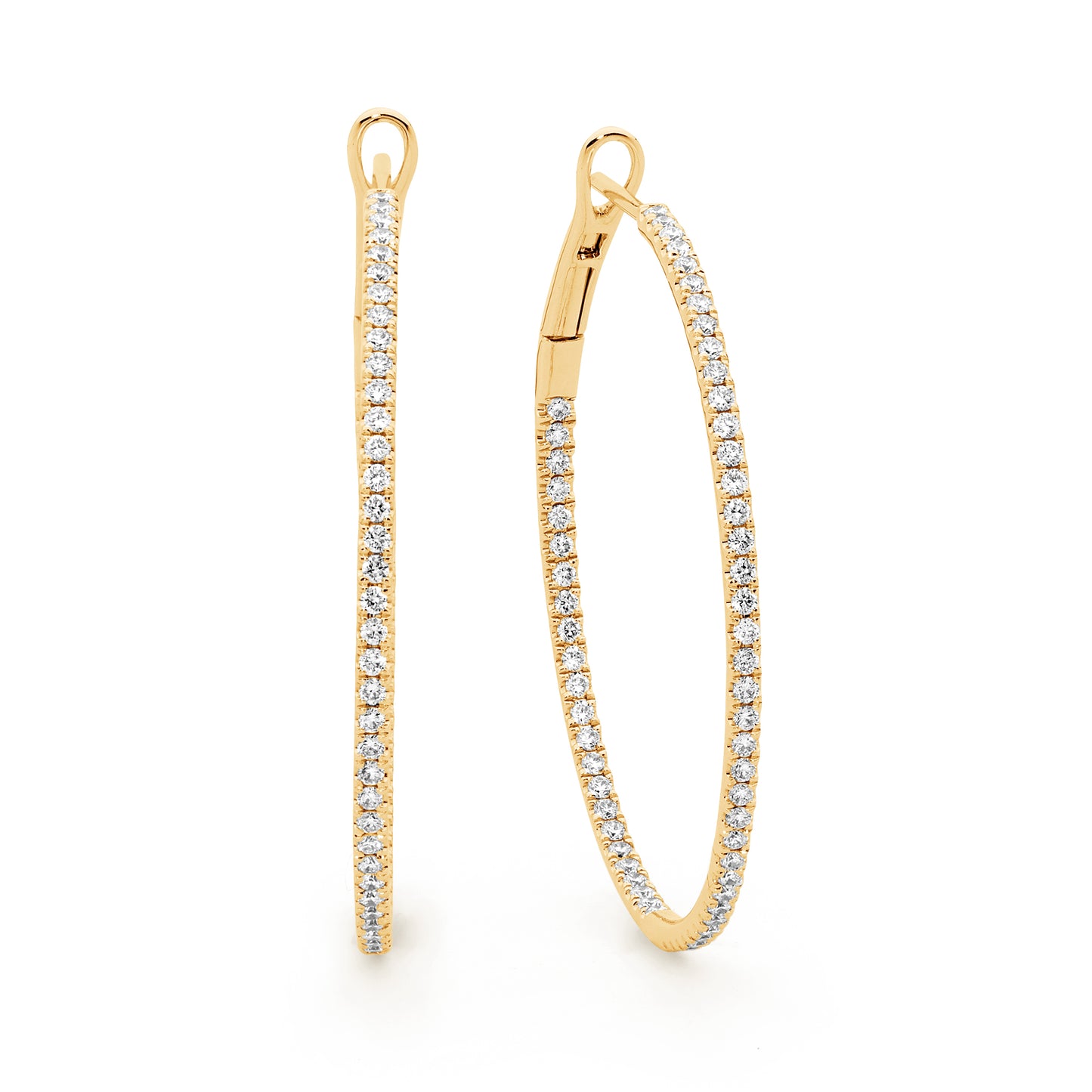 Brilliant Bead Set Diamond Hoops