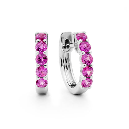 Pink Sapphire Hoop Earrings