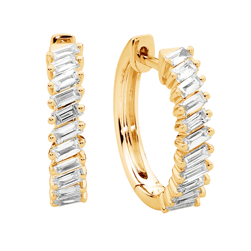 Baguette Diamond Hoop Earrings