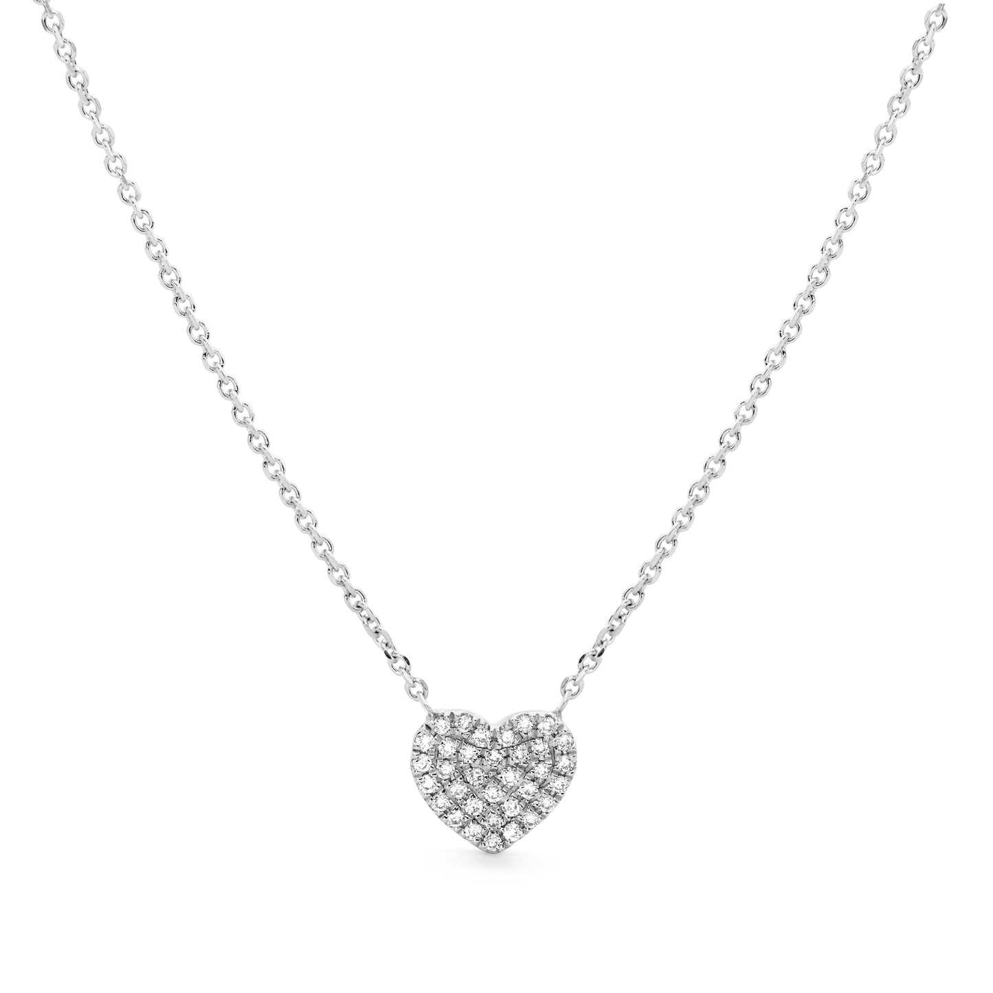 Love Heart Pave Diamond Chain Necklace