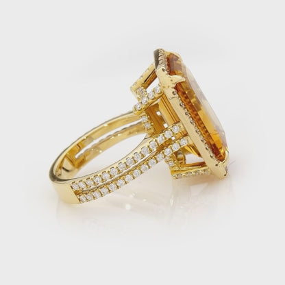 Honey Citrine & Diamond Ring