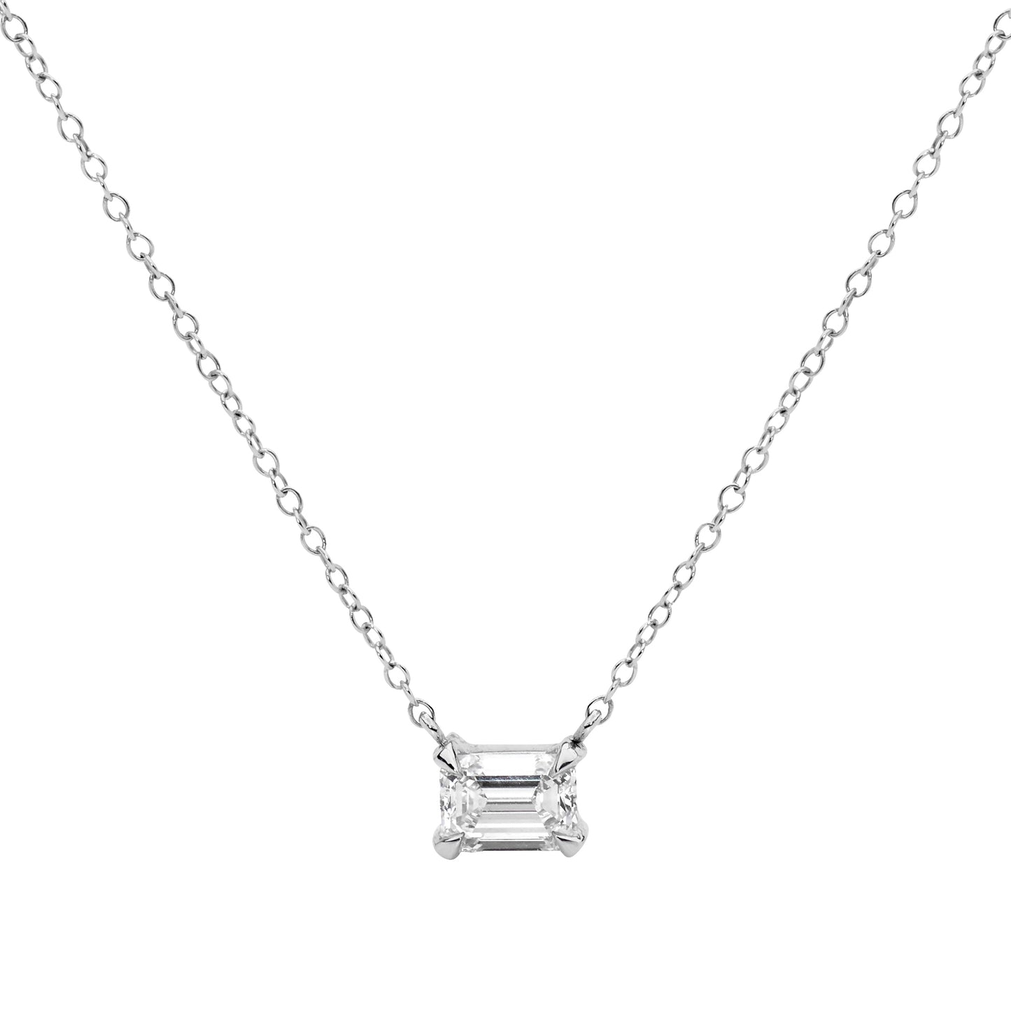 Emerald Diamond Solitaire Necklace