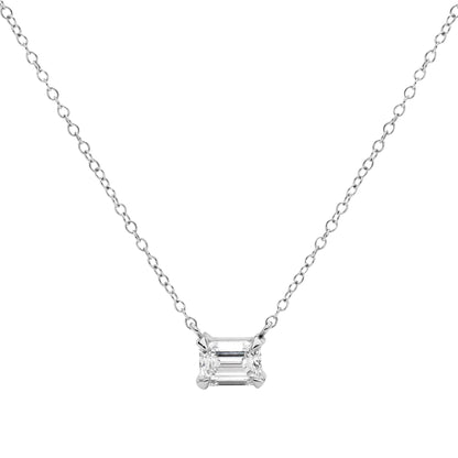 Emerald Diamond Solitaire Necklace