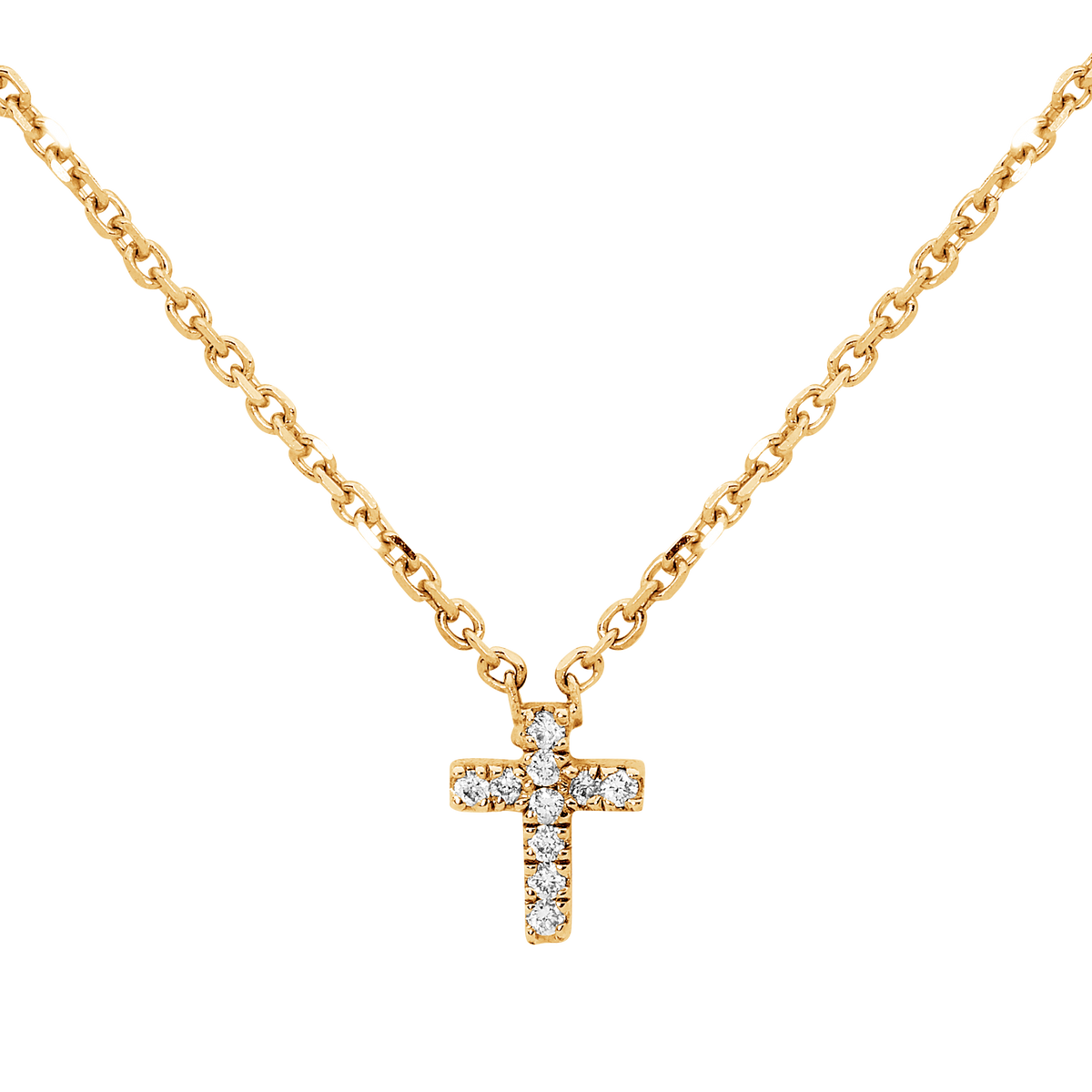 Mini Diamond Cross Necklace - 18k Gold Pendent with Adjustable Chain ...