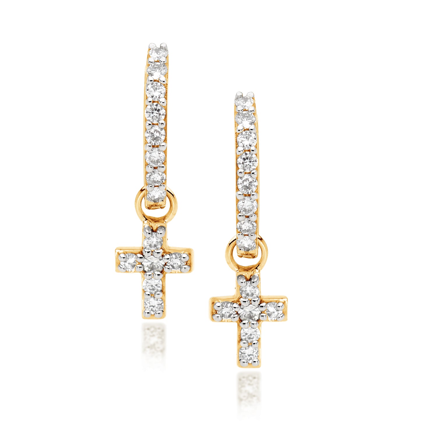 Diamond Cross Hoop Earrings