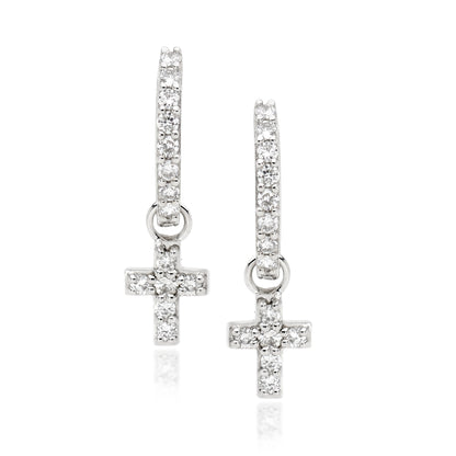 Diamond Cross Hoop Earrings