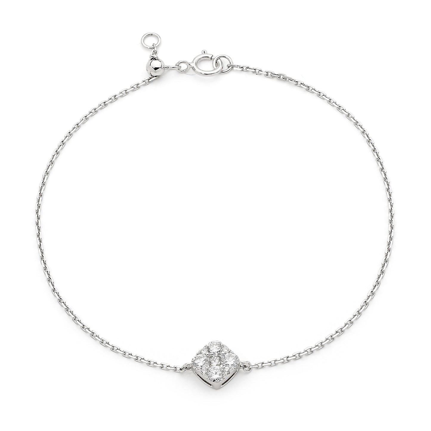 Cushion Cluster Diamond Charm Bracelet