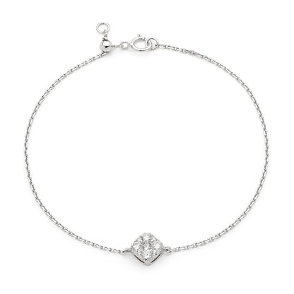 Cushion Cluster Diamond Charm Bracelet