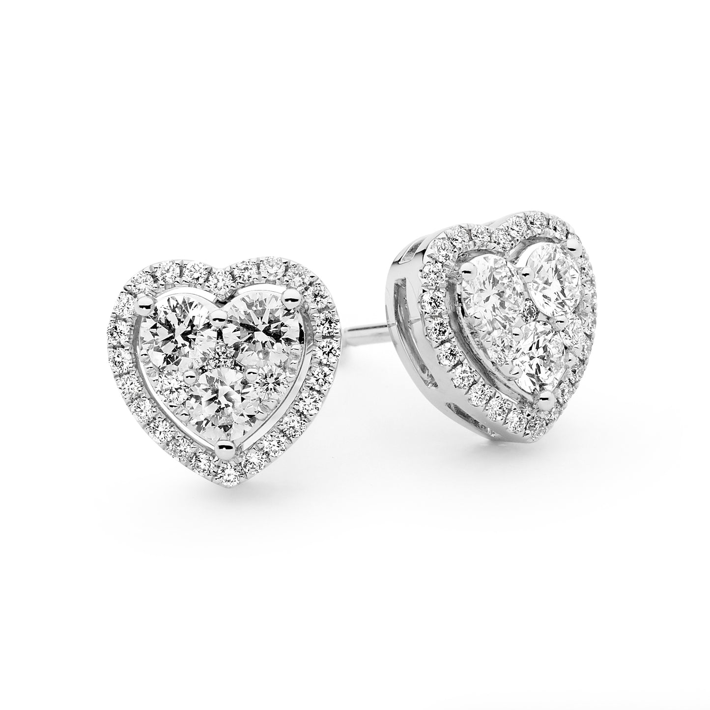 PAVE HEART DIAMOND STUDS