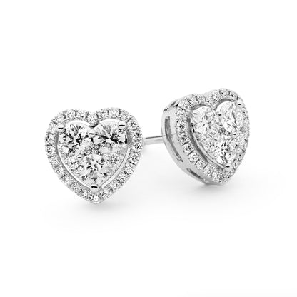 PAVE HEART DIAMOND STUDS