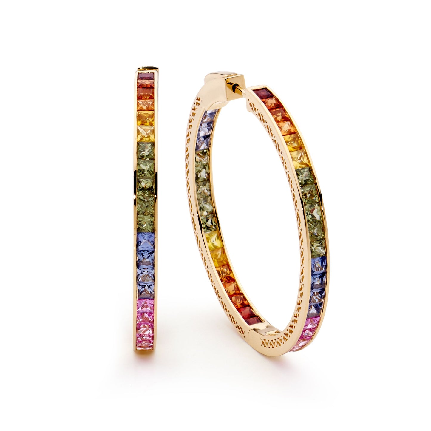 Rainbow Sapphire Hoops